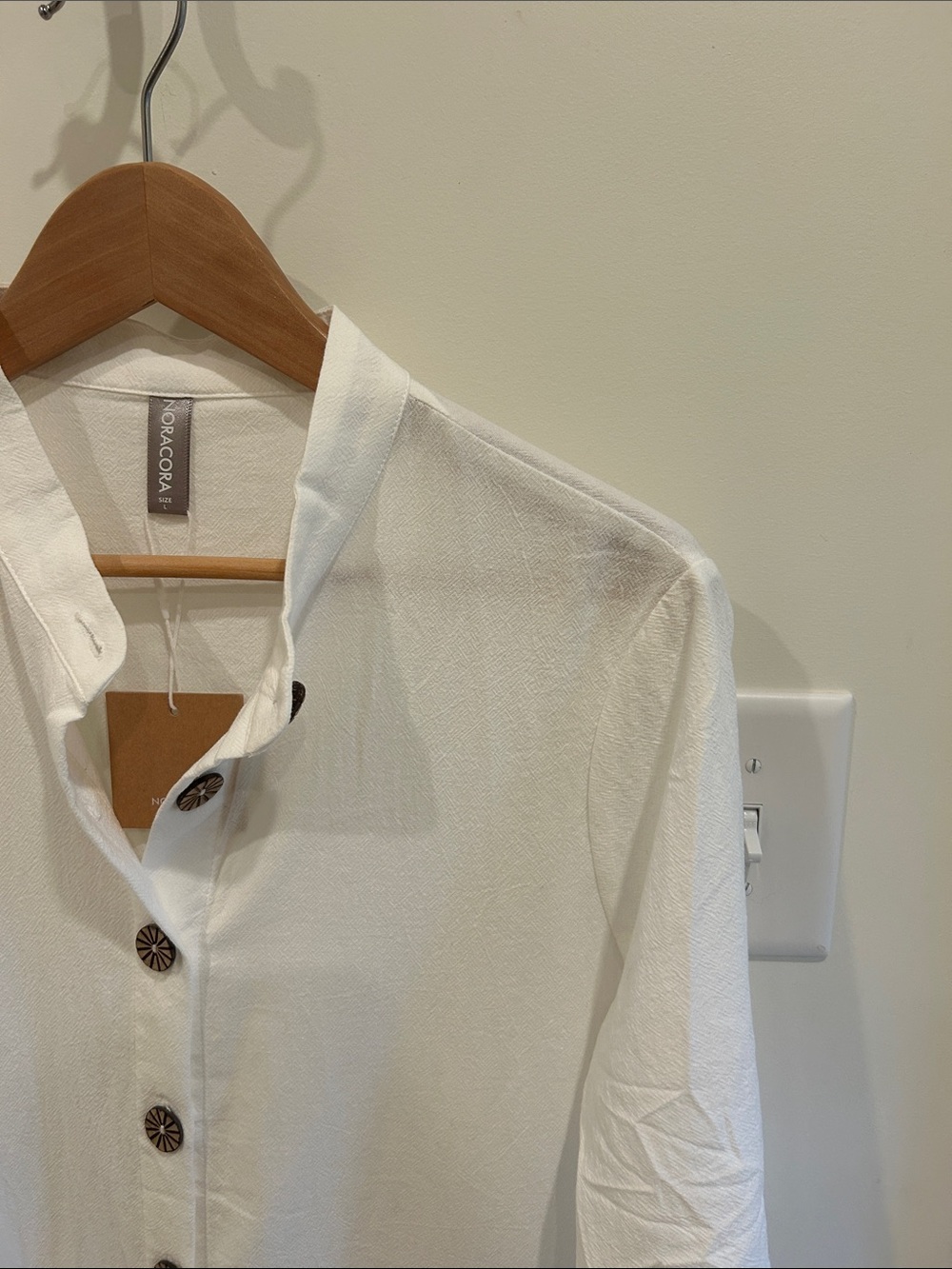 Noracora White Button-Down Casual Shirt Dress
